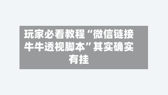 玩家必看教程“微信链接牛牛透视脚本”其实确实有挂