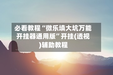必看教程“微乐填大坑万能开挂器通用版”开挂(透视)辅助教程-第3张图片