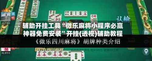 辅助开挂工具“微乐麻将小程序必赢神器免费安装”开挂(透视)辅助教程-第3张图片