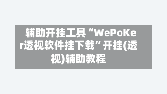 辅助开挂工具“WePoKer透视软件挂下载”开挂(透视)辅助教程