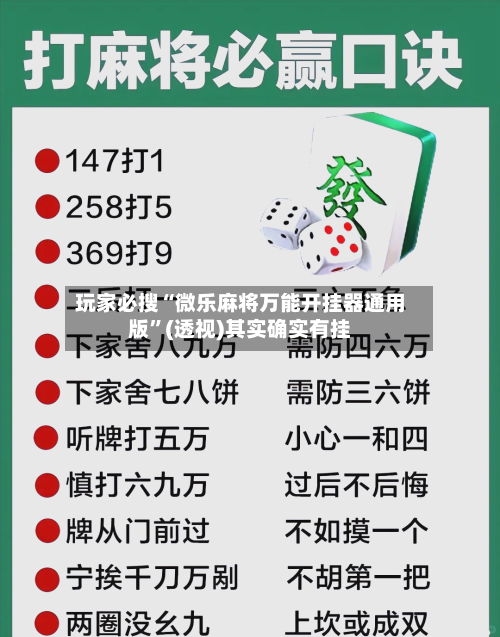 玩家必搜“微乐麻将万能开挂器通用版”(透视)其实确实有挂