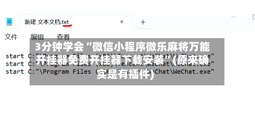 3分钟学会“微信小程序微乐麻将万能开挂器免费开挂器下载安装”(原来确实是有插件)-第1张图片