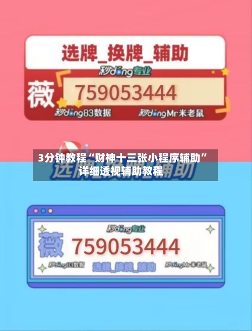 3分钟教程“财神十三张小程序辅助”详细透视辅助教程