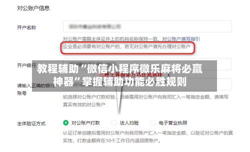 教程辅助“微信小程序微乐麻将必赢神器”掌握辅助功能必胜规则-第1张图片