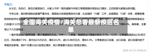 全国海关疫情/海关总署最新疫区名单
