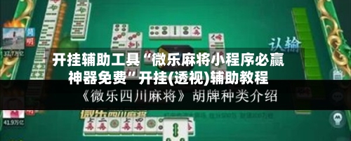 开挂辅助工具“微乐麻将小程序必赢神器免费”开挂(透视)辅助教程-第2张图片