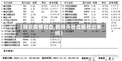 【肺炎疫情验血,新肺炎验血能验出来吗】-第1张图片