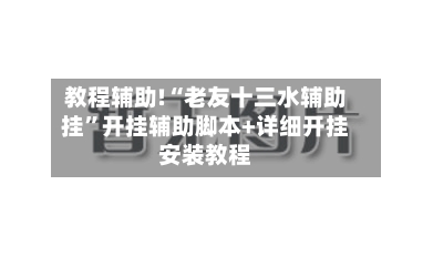 教程辅助!“老友十三水辅助挂	”开挂辅助脚本+详细开挂安装教程-第3张图片