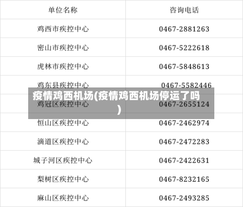 疫情鸡西机场(疫情鸡西机场停运了吗)-第1张图片