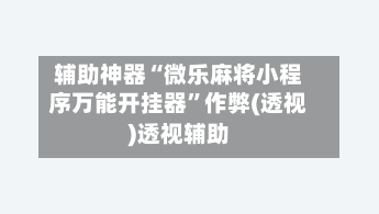 辅助神器“微乐麻将小程序万能开挂器”作弊(透视)透视辅助-第2张图片