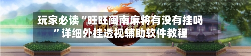 玩家必读“旺旺闽南麻将有没有挂吗”详细外挂透视辅助软件教程-第2张图片