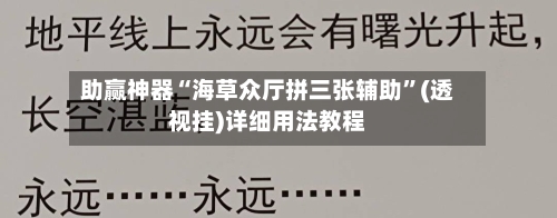 助赢神器“海草众厅拼三张辅助	”(透视挂)详细用法教程-第1张图片