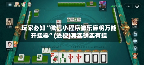玩家必知“微信小程序微乐麻将万能开挂器”(透视)其实确实有挂
