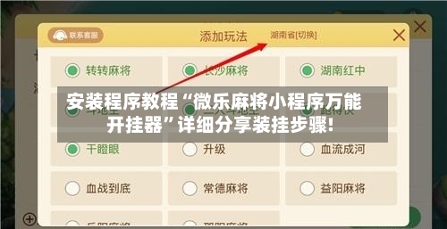 安装程序教程“微乐麻将小程序万能开挂器”详细分享装挂步骤!-第1张图片