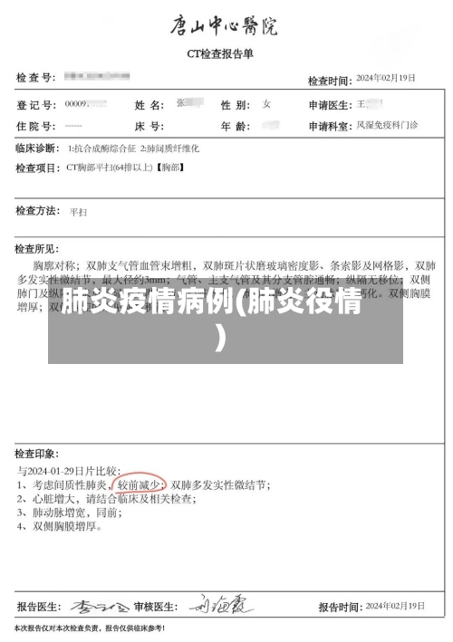 肺炎疫情病例(肺炎役情)-第1张图片