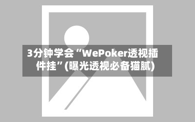 3分钟学会“WePoker透视插件挂”(曝光透视必备猫腻)