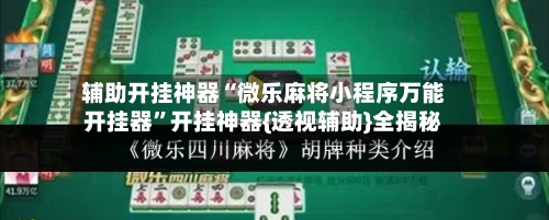 辅助开挂神器“微乐麻将小程序万能开挂器”开挂神器{透视辅助}全揭秘-第3张图片