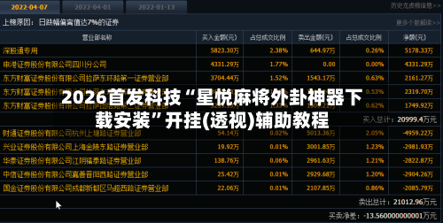 2026首发科技“星悦麻将外卦神器下载安装”开挂(透视)辅助教程