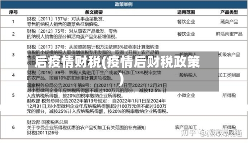 后疫情财税(疫情后财税政策)