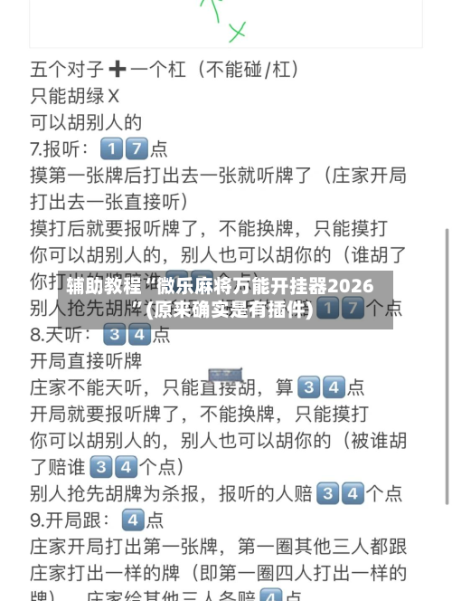 辅助教程“微乐麻将万能开挂器2026”(原来确实是有插件)