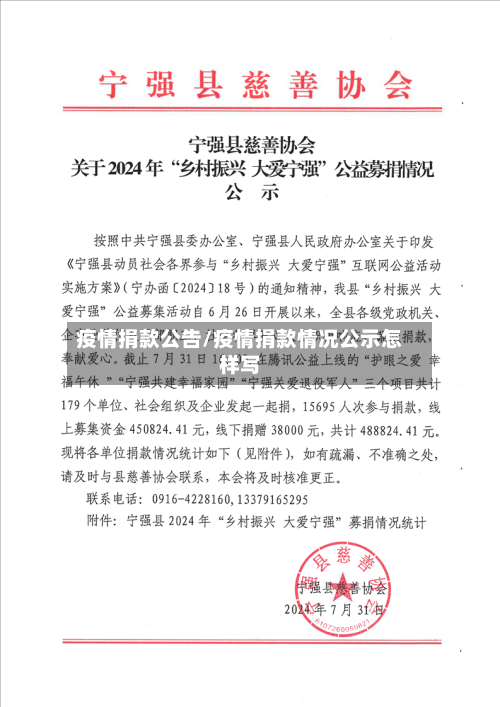 疫情捐款公告/疫情捐款情况公示怎样写