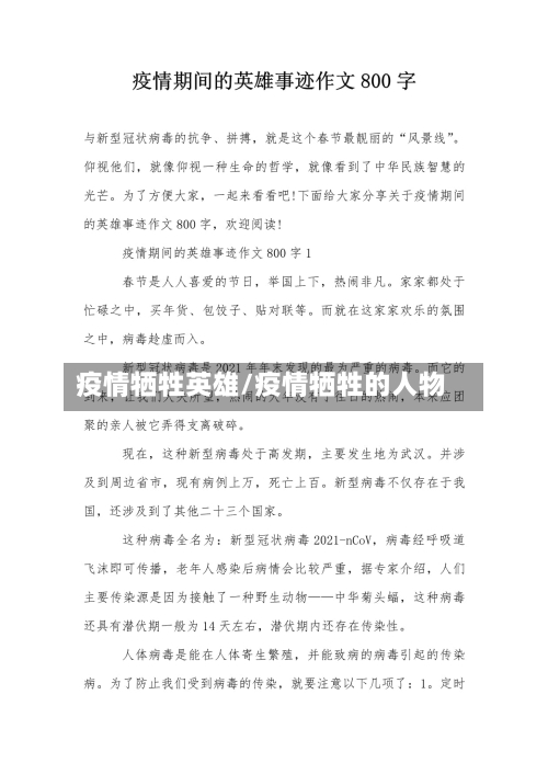 疫情牺牲英雄/疫情牺牲的人物