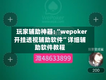 玩家辅助神器:“wepoker开挂透视辅助软件”详细辅助软件教程