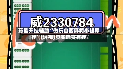 万能开挂辅助“微乐山西麻将小程序挂”(透视)其实确实有挂