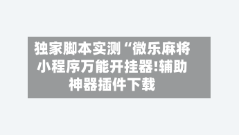 独家脚本实测“微乐麻将小程序万能开挂器!辅助神器插件下载
