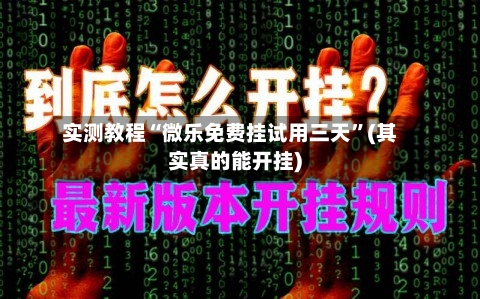 实测教程“微乐免费挂试用三天”(其实真的能开挂)