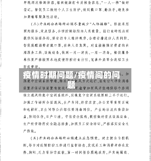 疫情时期问题/疫情间的问题