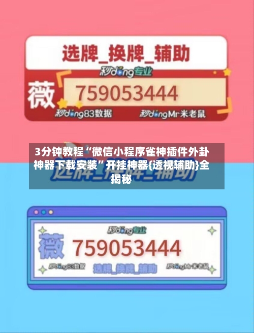 3分钟教程“微信小程序雀神插件外卦神器下载安装”开挂神器{透视辅助}全揭秘-第1张图片