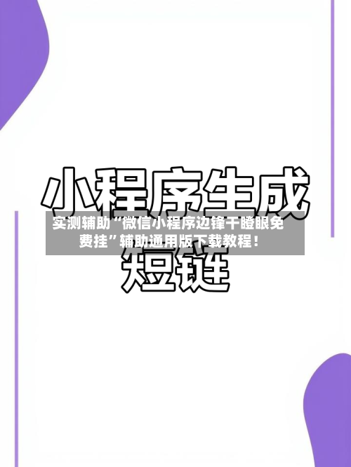 实测辅助“微信小程序边锋干瞪眼免费挂”辅助通用版下载教程！-第1张图片