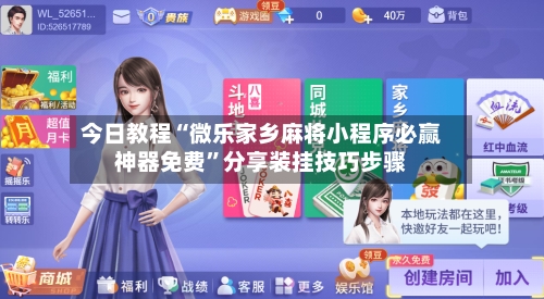 今日教程“微乐家乡麻将小程序必赢神器免费	”分享装挂技巧步骤-第3张图片