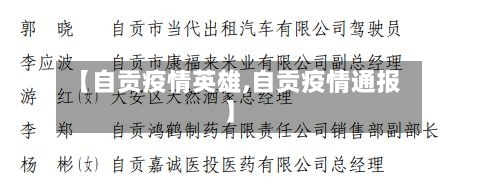 【自贡疫情英雄,自贡疫情通报】