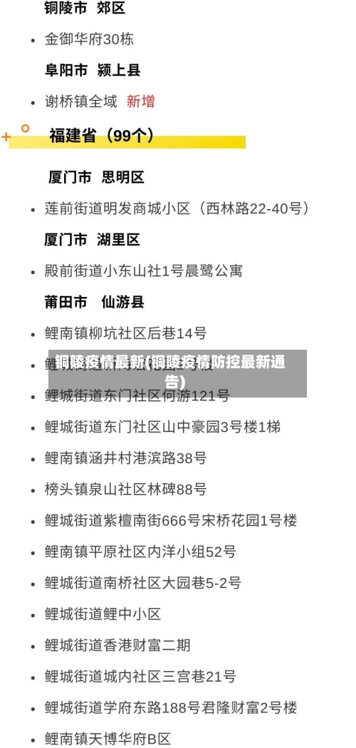 铜陵疫情最新(铜陵疫情防控最新通告)