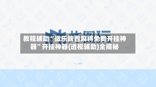 教程辅助“微乐陕西麻将免费开挂神器”开挂神器{透视辅助}全揭秘-第3张图片