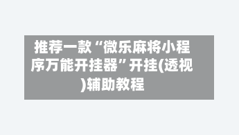 推荐一款“微乐麻将小程序万能开挂器”开挂(透视)辅助教程-第3张图片