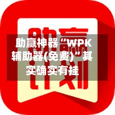 助赢神器“WPK辅助器(免费)”其实确实有挂