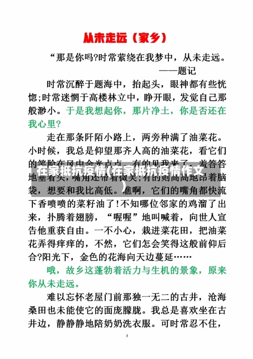 在家抵抗疫情(在家抵抗疫情作文)-第2张图片