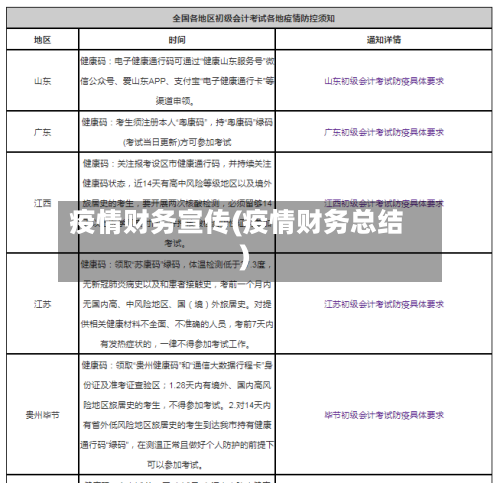 疫情财务宣传(疫情财务总结)
