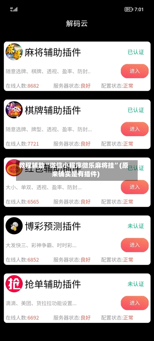教程辅助“微信小程序微乐麻将挂”(原来确实是有插件)