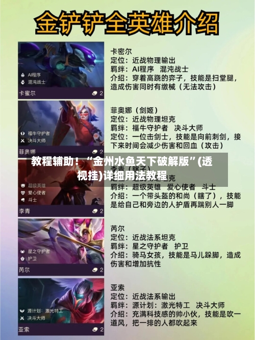 教程辅助！“金州水鱼天下破解版”(透视挂)详细用法教程