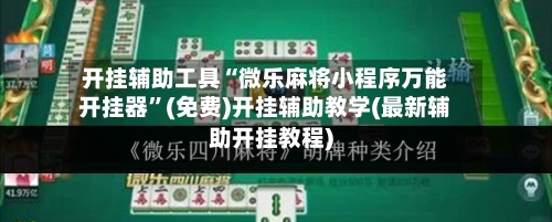 开挂辅助工具“微乐麻将小程序万能开挂器”(免费)开挂辅助教学(最新辅助开挂教程)-第3张图片