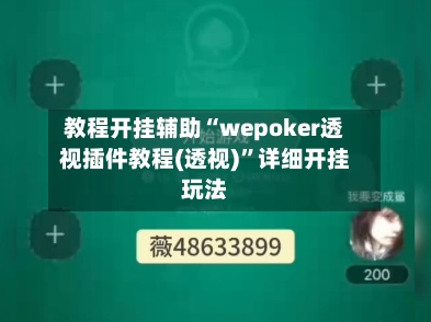 教程开挂辅助“wepoker透视插件教程(透视)”详细开挂玩法