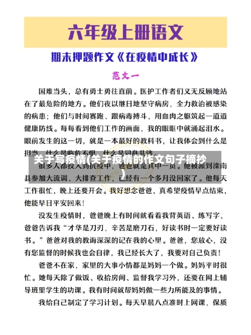 关于写疫情(关于疫情的作文句子摘抄)-第2张图片